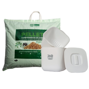 COMBO: Saco de pellets 17,5 kg + Tarrito con escurridor para residuos orgánicos