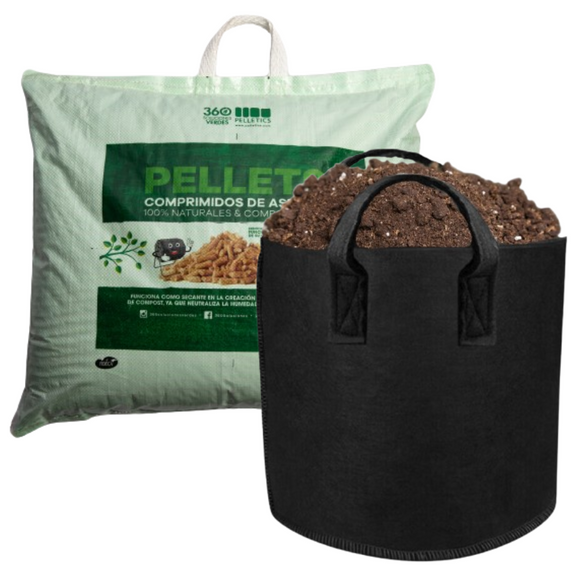 COMBO: Saco de pellets 17,5 kg + Bolsa para madurar el compost de 20 galones