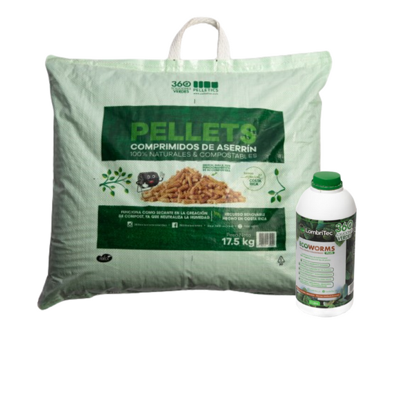 COMBO: Saco de pellets 17,5 kg + Hummus de lombríz concentrado