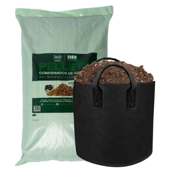 COMBO: Saco de pellets 35 kg + Bolsa para madurar el compost de 20 galones